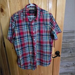 American Eagle Plaid Short  Sleeved Button Down Size Xl Vintage Fit